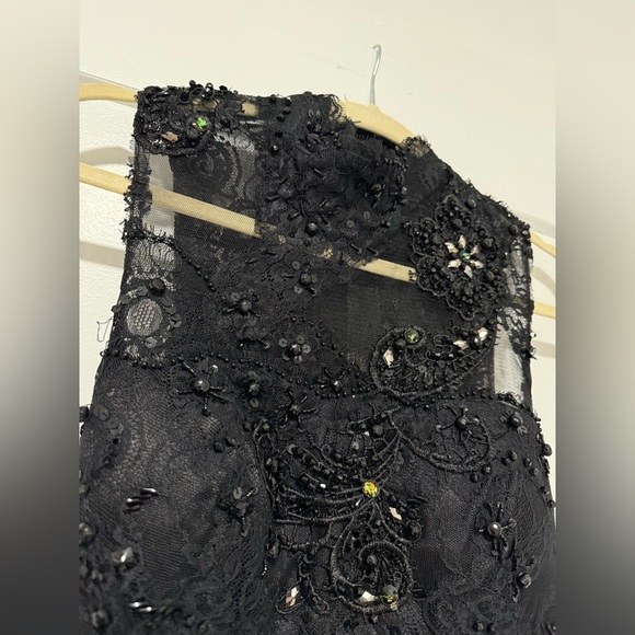 Claudine for Alyce 2054 Black Beaded Lace Gown‎ Mermaid Dress Size 4 - Picture 6 of 11